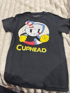 Cuphead Graphic Black Tee with Colorful Print